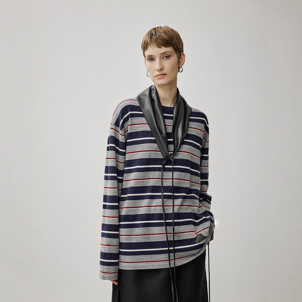 Damen Oversized Strickpullover mit zeitgemäßem Streifenmuster Drune