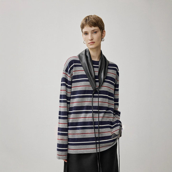 Damen Oversized Strickpullover mit zeitgemäßem Streifenmuster Drune