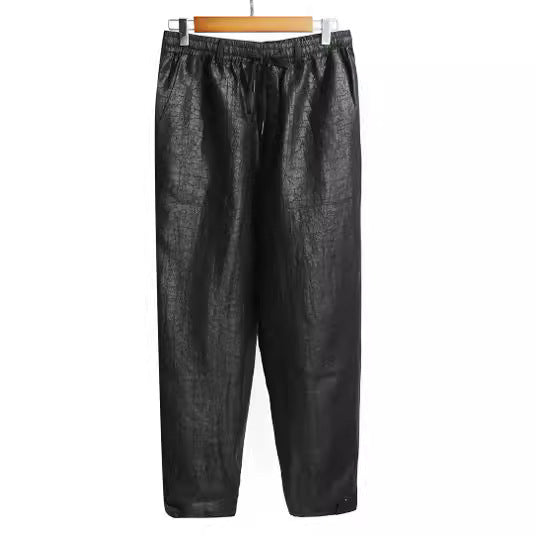 Damen Lederimitat-Jogginghose mit elastischem Bund und Tunnelzug Drune