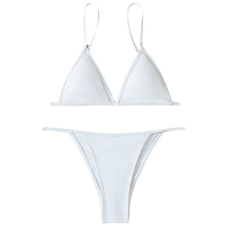 Damen Triangel-Bikini mit schmalen Trägern und hohem Slip Drune