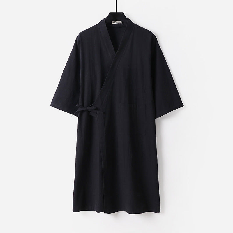 Damen Kimono-Wickelkleid mit Bindegürtel und aufgesetzten Taschen Drune