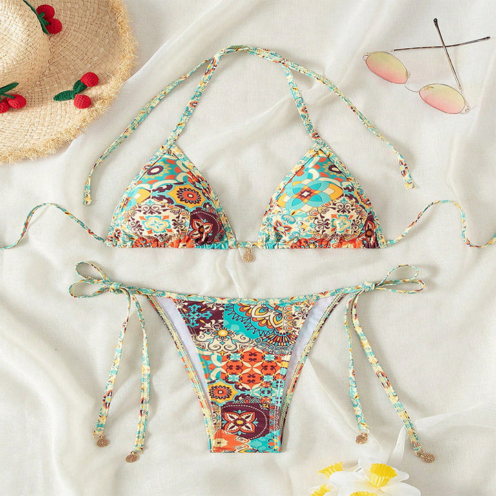 Damen Triangel-Bikini mit verspieltem Design und verstellbaren Bändern Drune