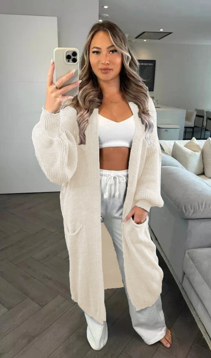 Damen Großer Strickcardigan mit offenem Schnitt und praktischen Taschen Drune