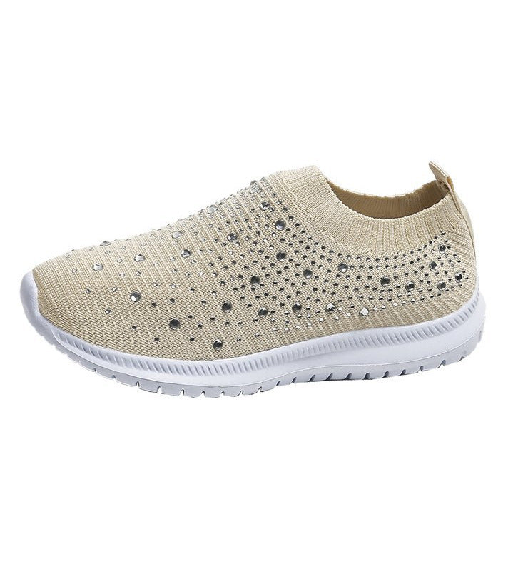 Damen Strick-Slipper-Sneaker mit Strassbesatz und flexibler Komfortsohle Drune