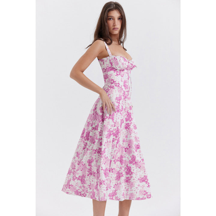 Damen Maxikleid mit floralem Design und elegantem Schlitz Drune