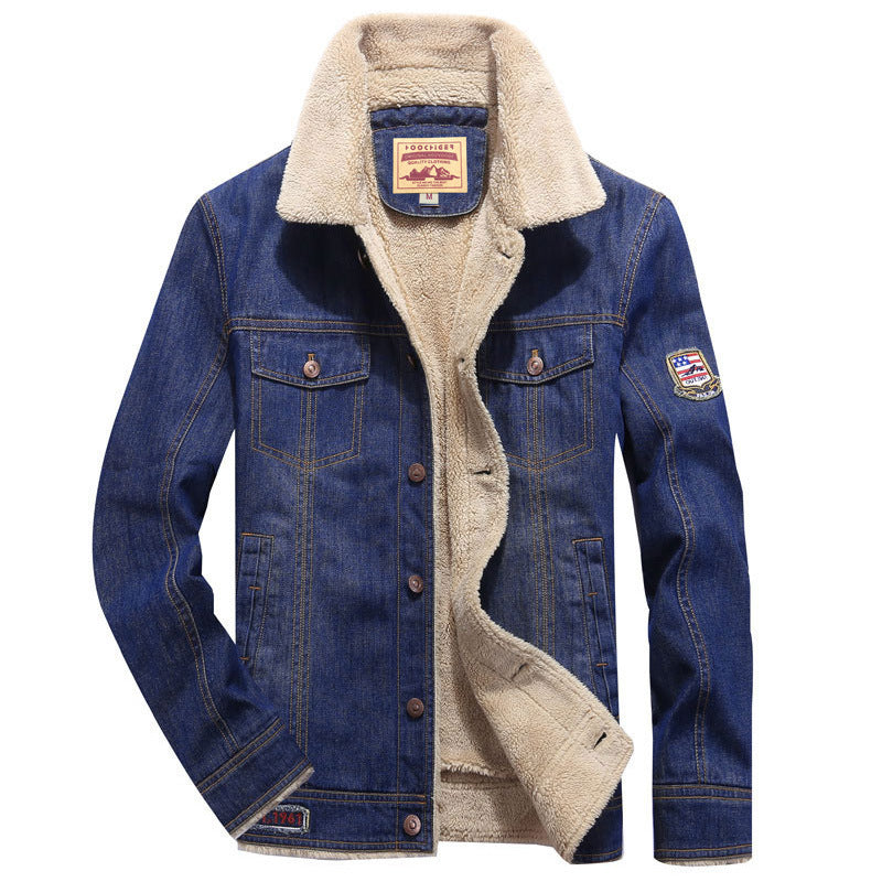 Herren Thermo-Jeans-Truckerjacke mit Teddyfutter und sherpaähnlicher Innenlage Drune