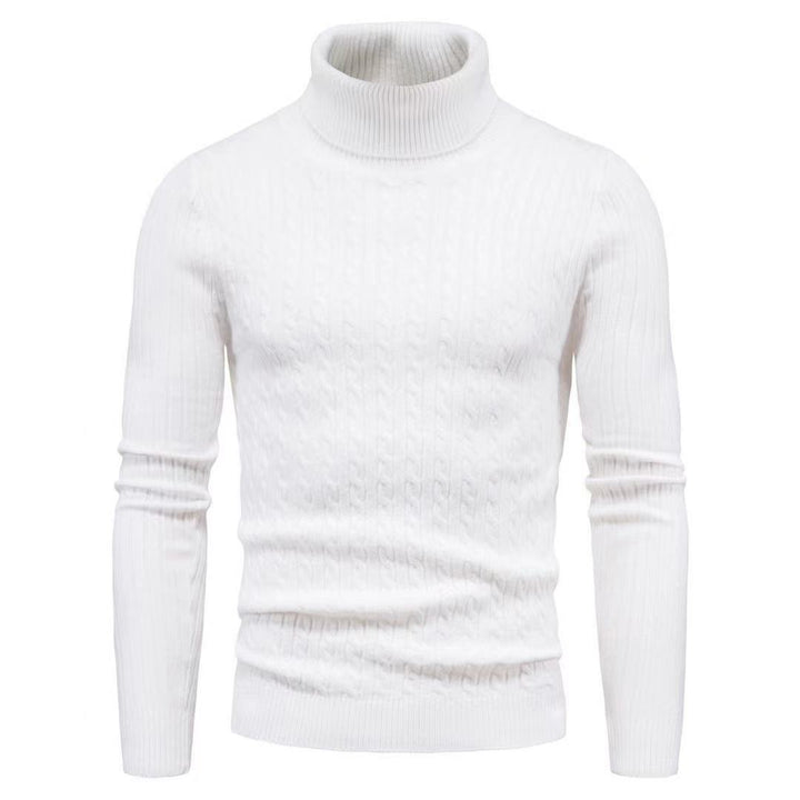 Herren nan schlanker Rollkragenpullover mit Zopfstruktur, feinem Rippstrick und elastischen Bündchen Drune