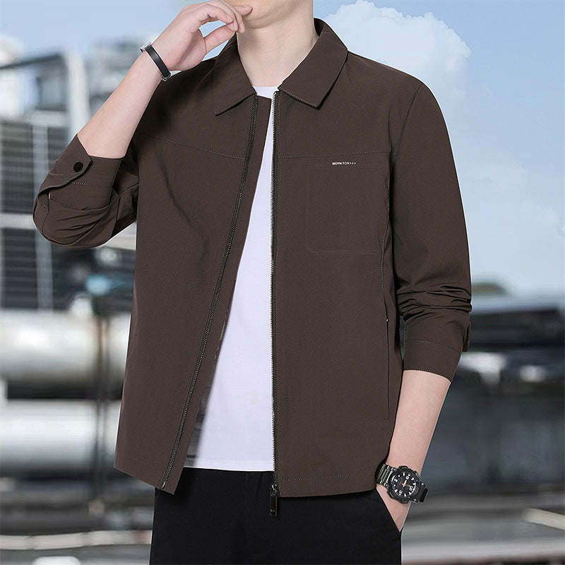 Herren leichte urbane Übergangsjacke mit Reißverschluss, Stehkragen und minimalistischem Design Drune