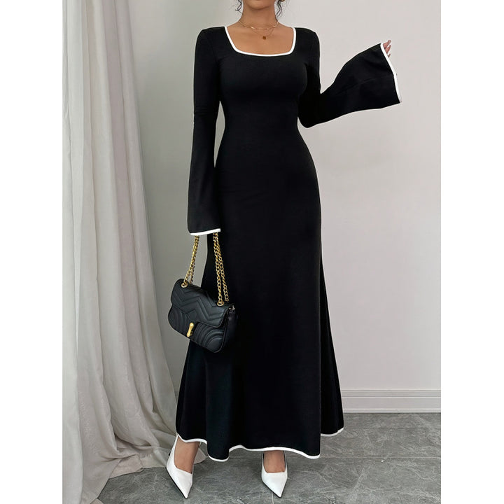 Damen Elegantes Maxikleid mit weiten Ärmeln und quadratischem Ausschnitt Drune