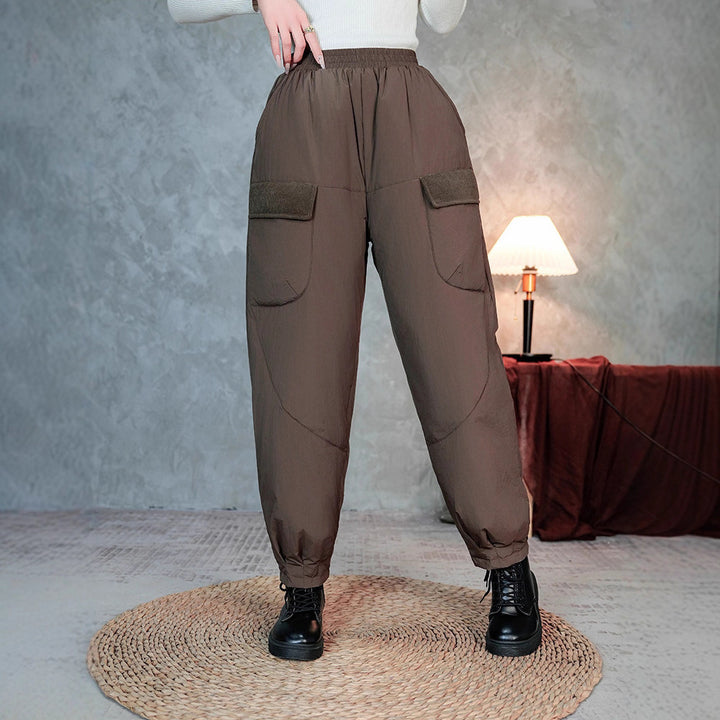 Damen gesteppte Thermo-Cargo-Hose mit elastischem Bund und Saumbündchen Drune