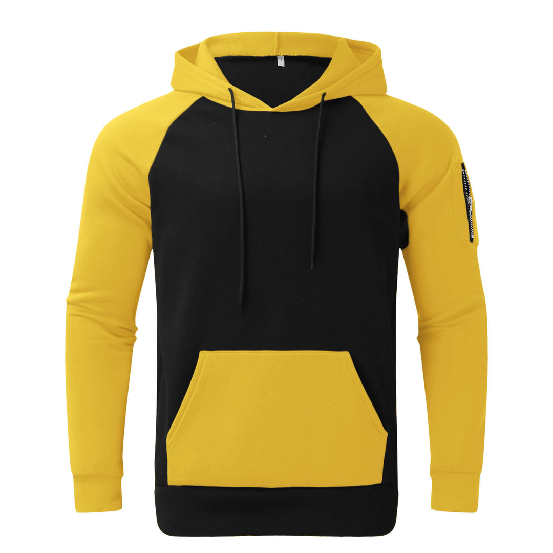 Herren nan Raglan-Kapuzenpullover aus Baumwollmix mit Kängurutasche, Ärmeltasche und Kapuzenkordel Drune