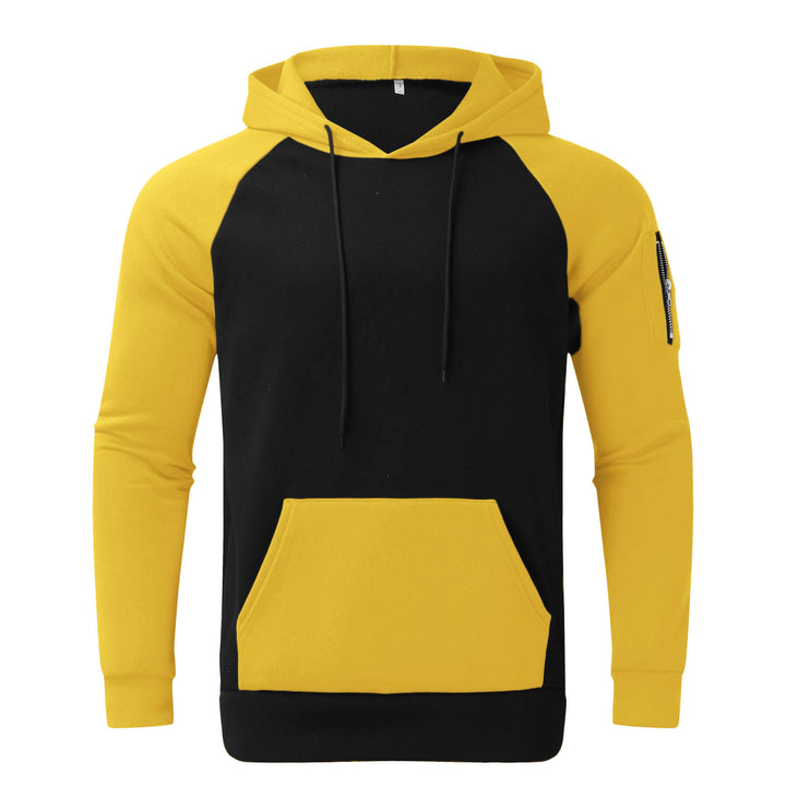 Herren nan Raglan-Kapuzenpullover aus Baumwollmix mit Kängurutasche, Ärmeltasche und Kapuzenkordel Drune