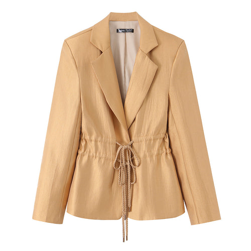 Damen Taillierter Blazer mit Kordelzug und Reverskragen Drune
