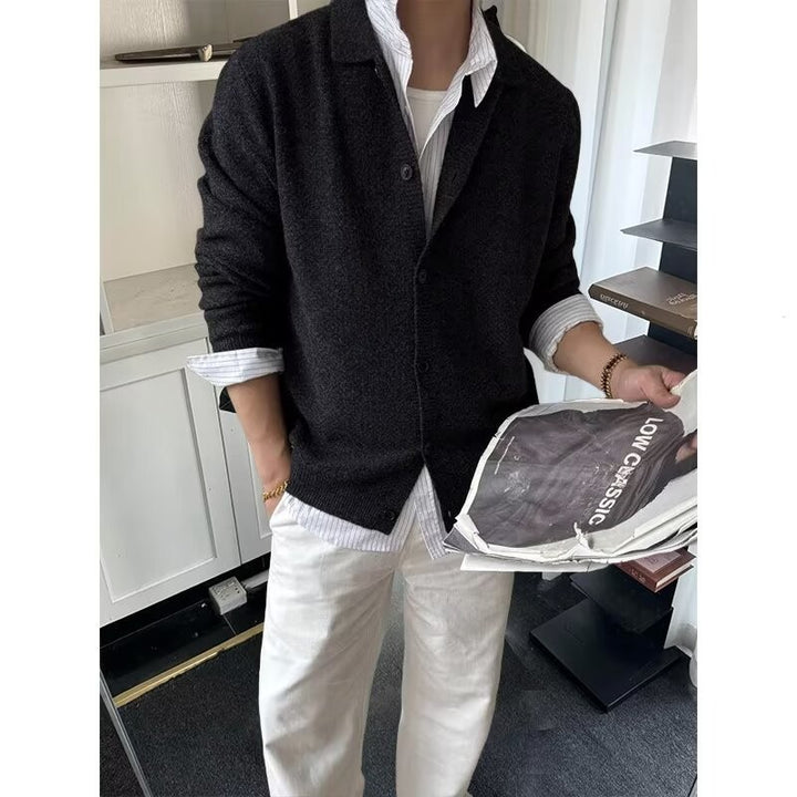Herren Modische Strickjacke mit Knopfleiste Drune