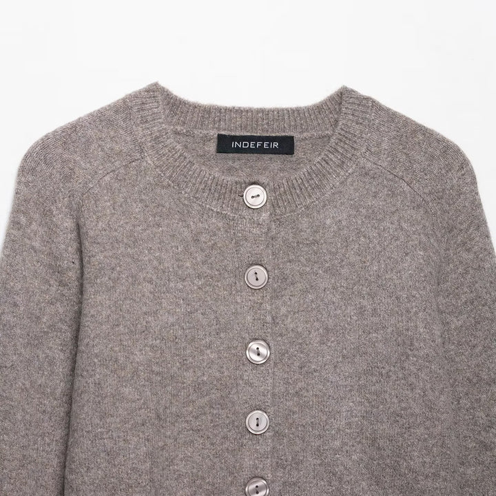 Damen Kurzstrickjacke mit Knopfdetails Drune