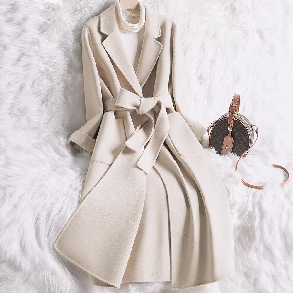 Damen Übergroßer Wollmantel mit elegantem Schnitt und praktischen Taschen