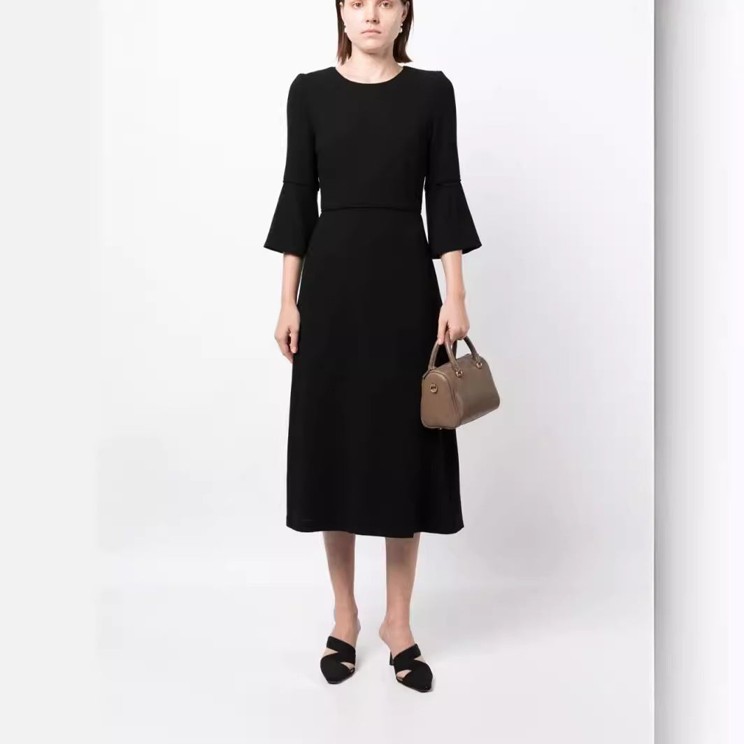 Damen Midikleid mit taillierter Silhouette und Trompetenärmeln Drune