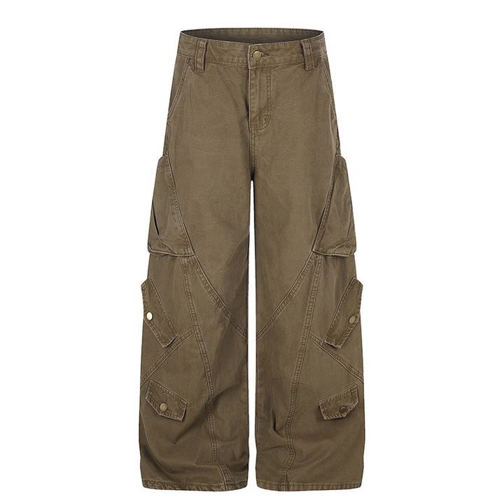 Damen Weite High‑Waist Cargo‑Culottehose mit Multi‑Taschen Drune