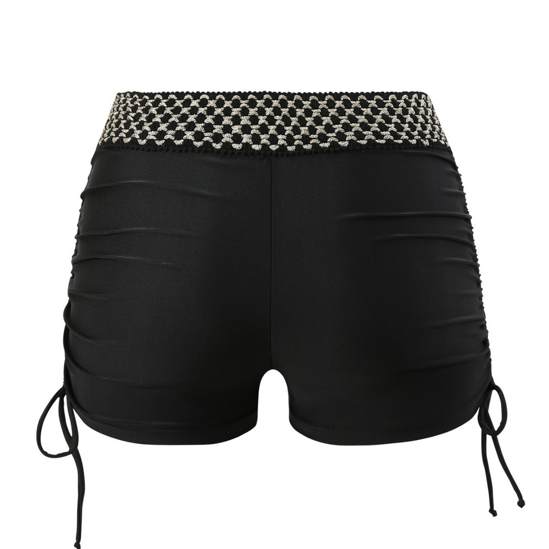 Damen hoch geschnittene Badeshorts mit dekorativem Taillenbund Drune