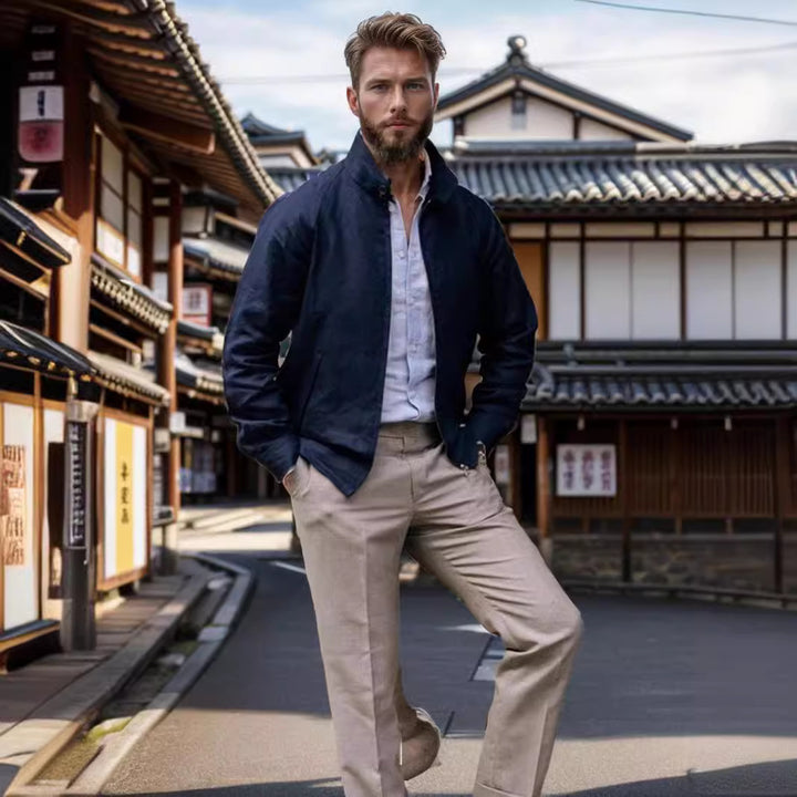Herren leichte Steppjacke mit hohem Kragen und praktischen Taschen Drune
