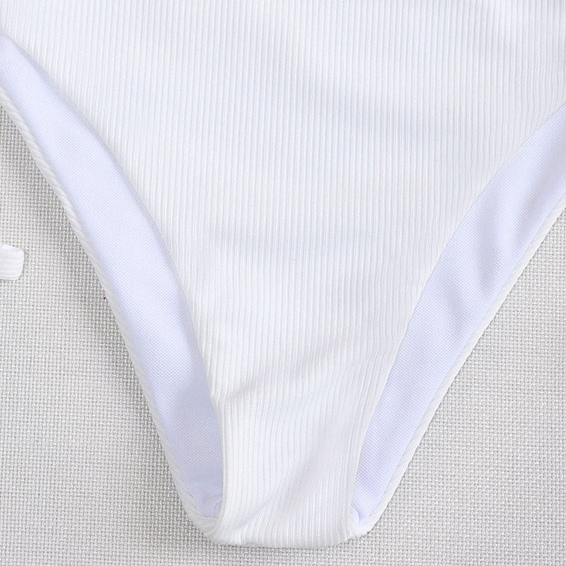 Damen Hochtailliertes Triangel-Bikini-Set mit Bindebändern Drune