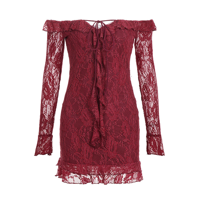 Damen Strandkleid mit zarten Spitzenakzenten und verführerischer Schnürung Drune