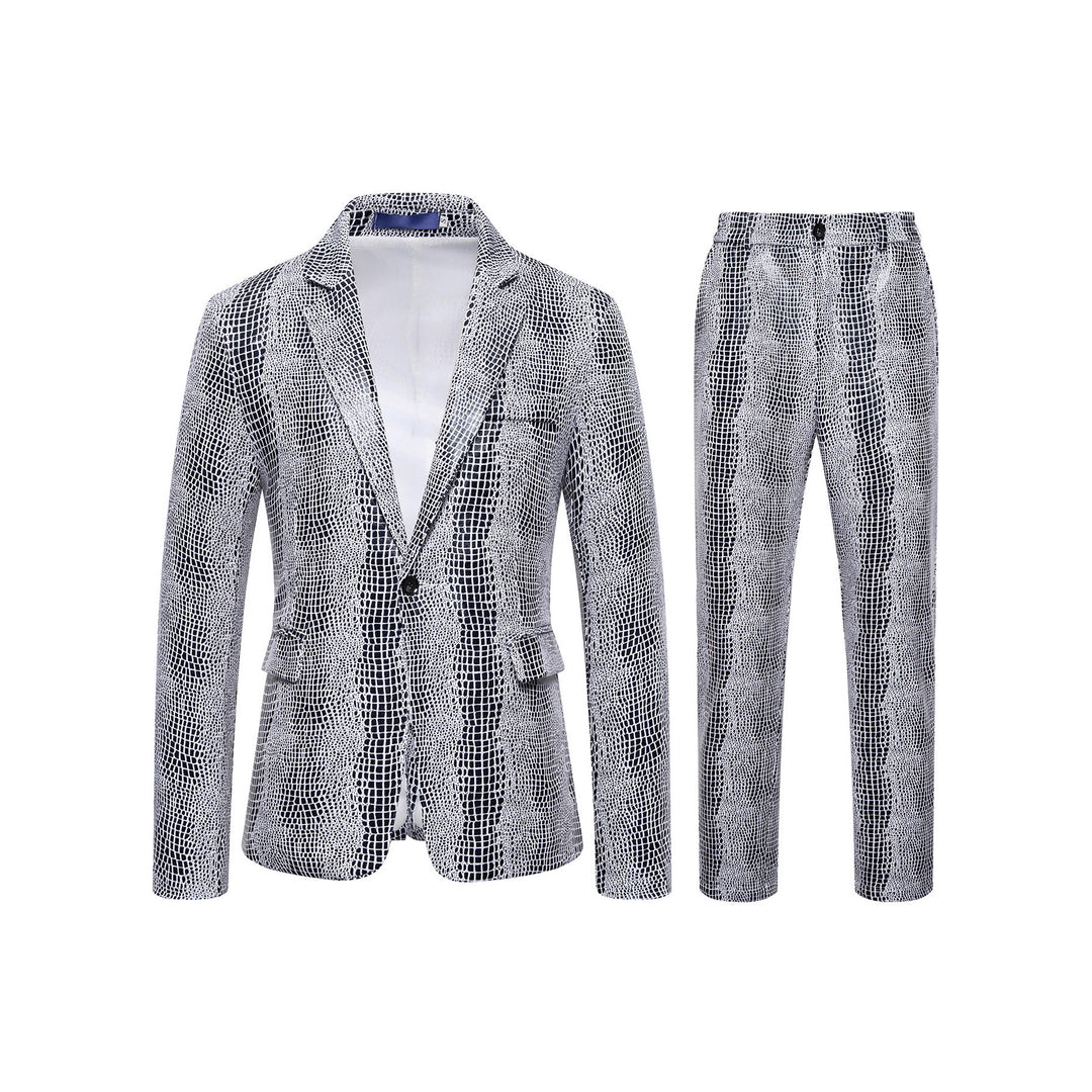Herren Zweiteiliges Glamour-Anzugset mit metallischem Kroko-Effekt und schmaler Silhouette Drune