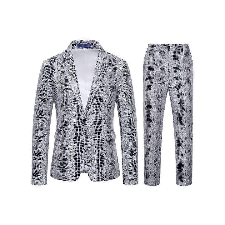Herren Zweiteiliges Glamour-Anzugset mit metallischem Kroko-Effekt und schmaler Silhouette Drune