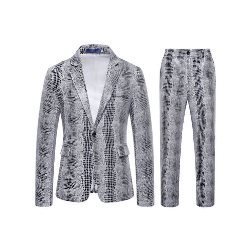 Herren Zweiteiliges Glamour-Anzugset mit metallischem Kroko-Effekt und schmaler Silhouette Drune