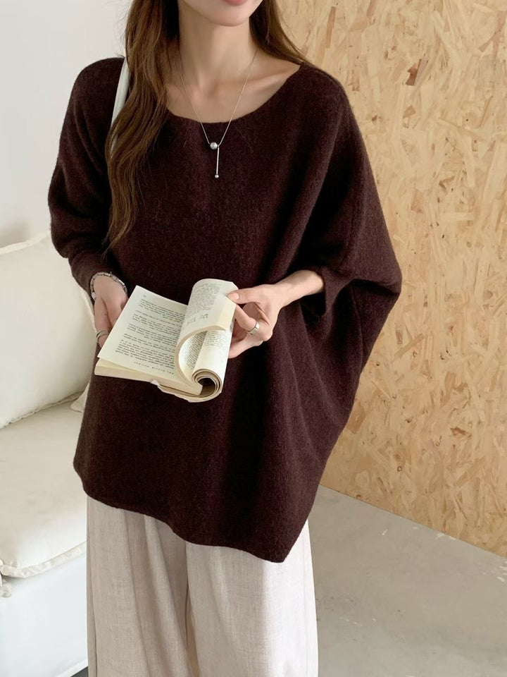 Damen Oversized Strickpullover mit lässigem Schnitt und dramatischen Ärmeln Drune