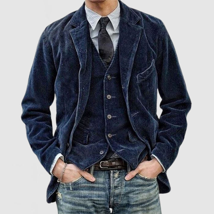 Herren Kordweste im Vintage-Stil mit aufgesetzten Taschen und Knopfverschluss Drune