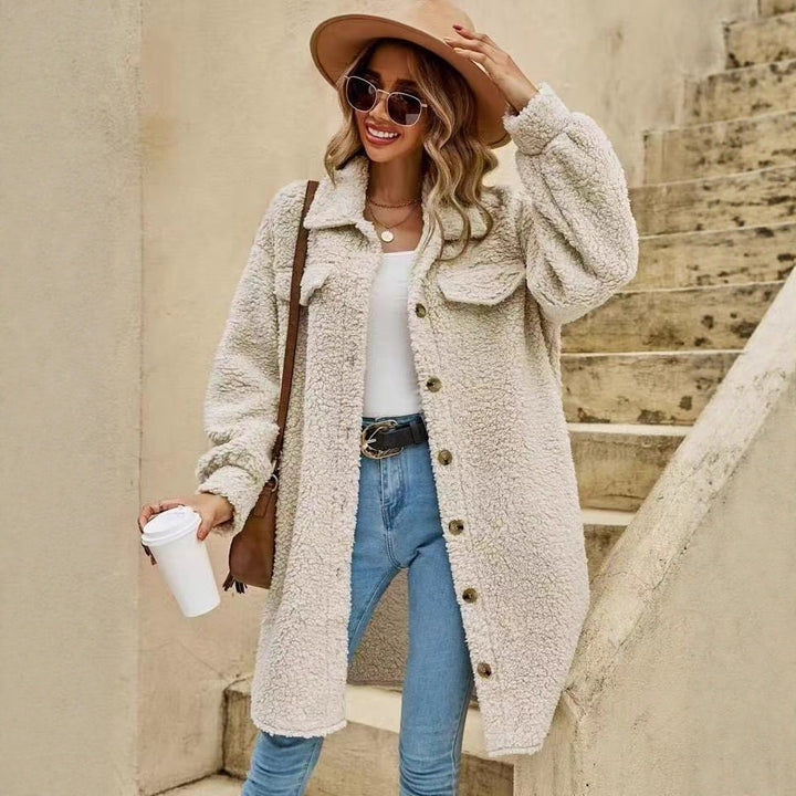 Damen Weiche und kuschelige Oversized-Jacke Drune