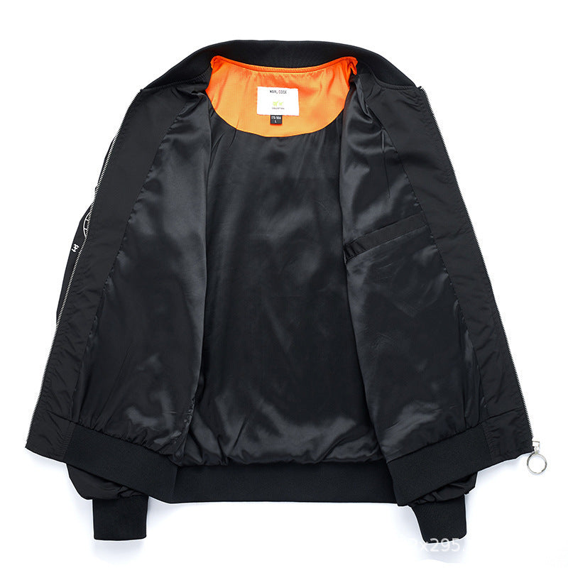 Herren moderne Nylon-Bomberjacke im Pilotenstil mit Utility-Ärmeltasche und kontrastierendem Innenfutter Drune