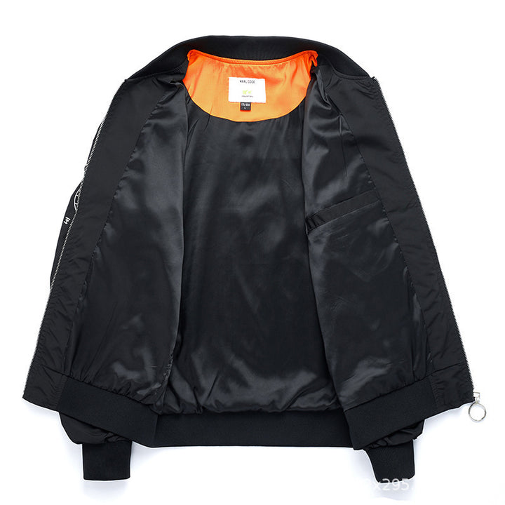 Herren moderne Nylon-Bomberjacke im Pilotenstil mit Utility-Ärmeltasche und kontrastierendem Innenfutter Drune