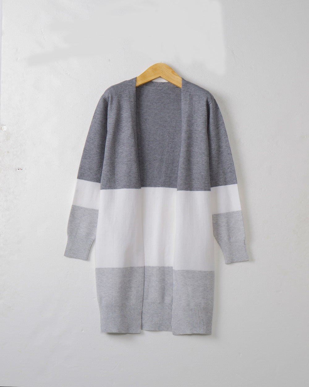 Damen Longcardigan mit Colorblock-Design, offener Front und gerippten Bündchen Drune