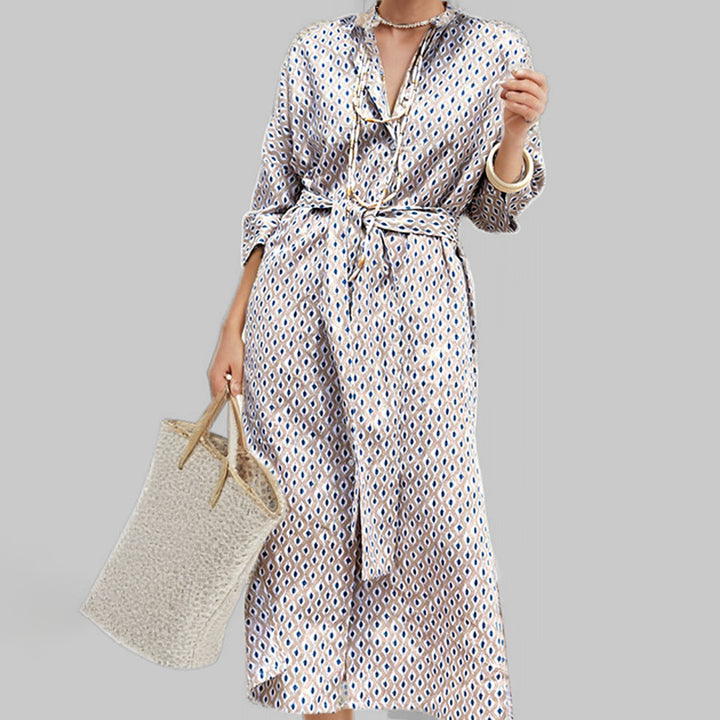 Damen Hemdblusenkleid mit seitlichem Schlitz und modernen Streifen Drune