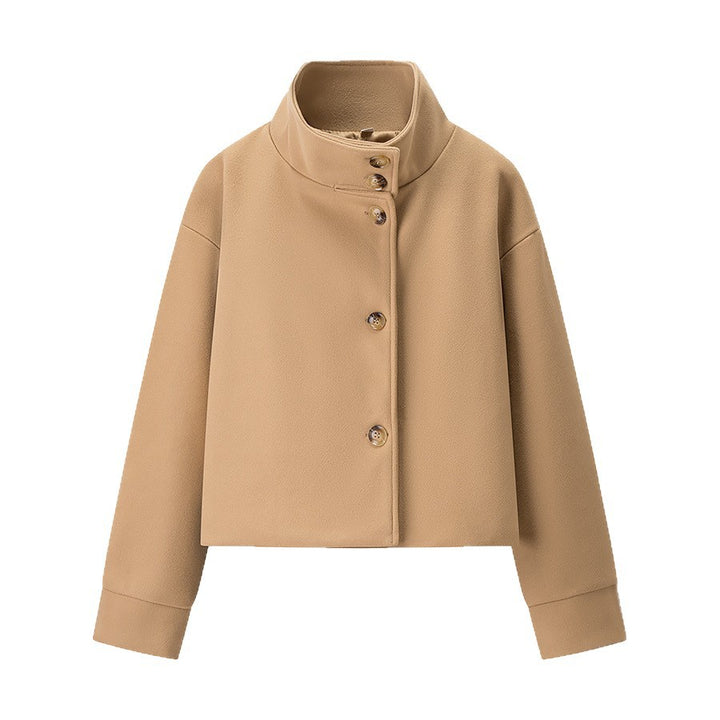 Damen modische Jacke mit stylischem Stehkragen und eleganten Knopfdetails Drune
