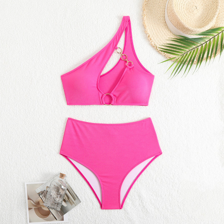 Damen Bikini-Set mit asymmetrischem Trägerschnitt und elegantem Ringdetail Drune