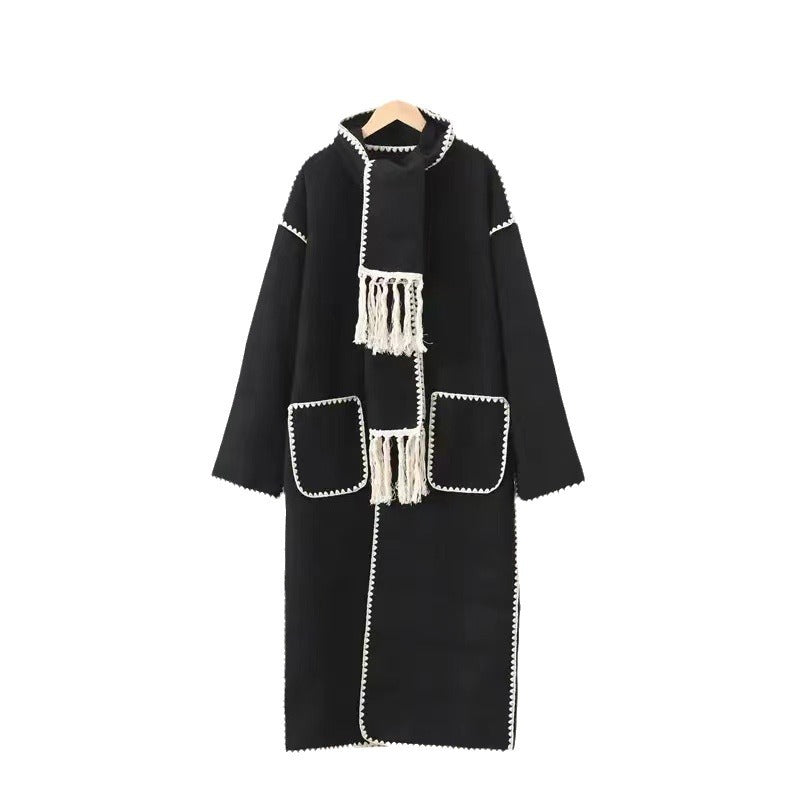 Damen Elegante und stilvolle lange Wollmantel Drune