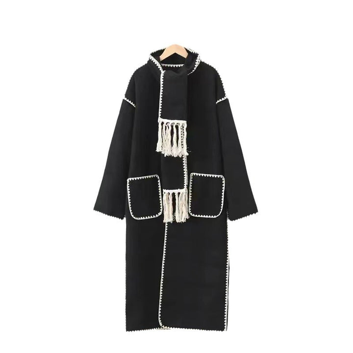 Damen Elegante und stilvolle lange Wollmantel Drune