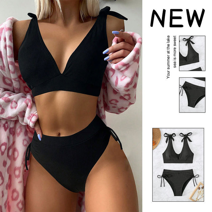 Damen Hochtaillierter Bikini mit verstellbaren Trägern Drune