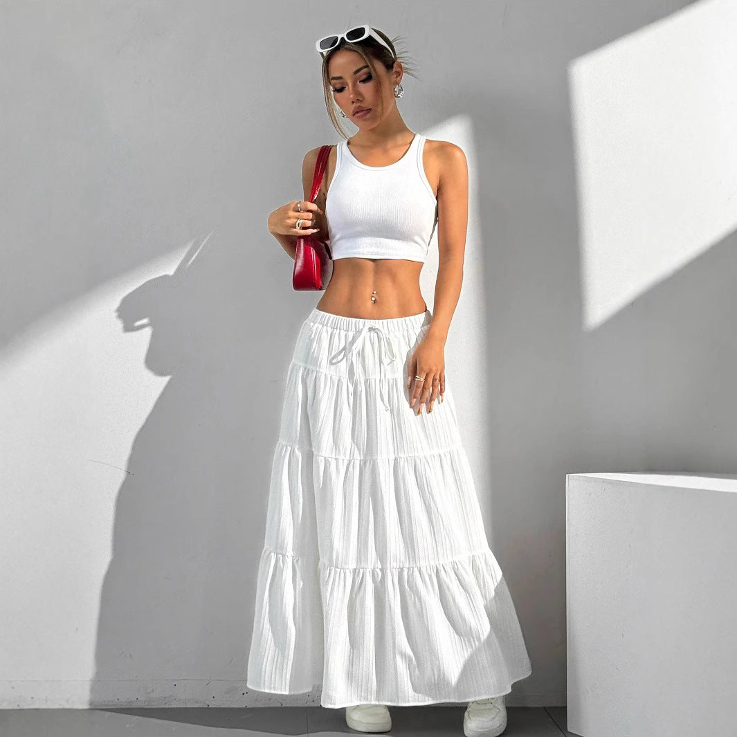 Damen Maxirock mit voluminösen Stufen und seitlichen Schlitzdetails Drune