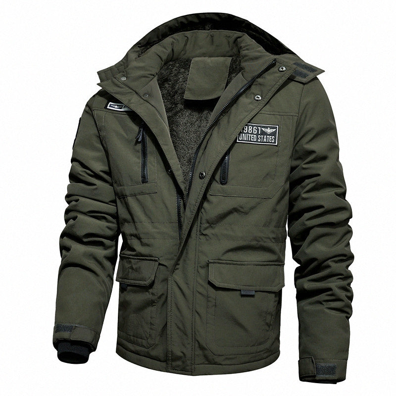 Herren Thermo-Outdoorparka mit Kunstfellkapuze, gesteppter Innenfütterung und multifunktionalen Taschen Drune