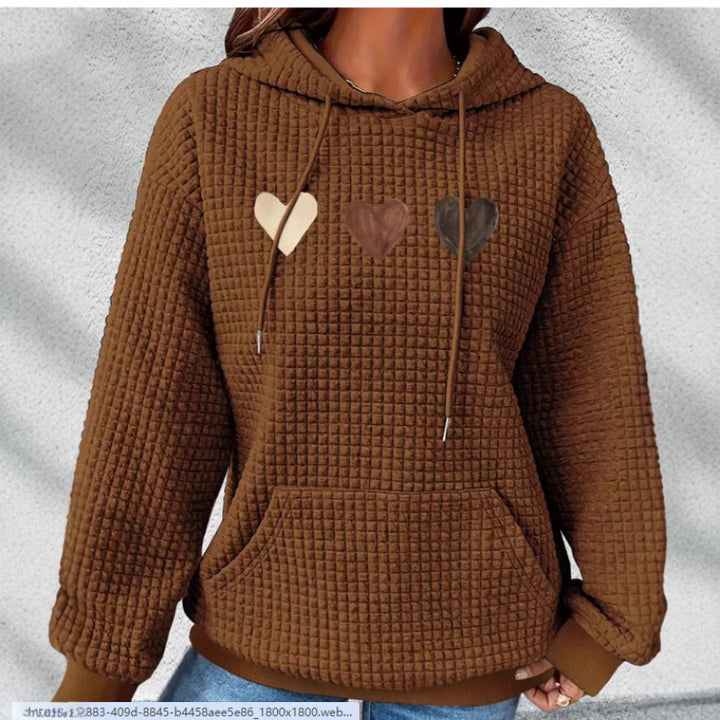Damen Gemütlicher Kapuzenpullover mit Herzmotiv Drune