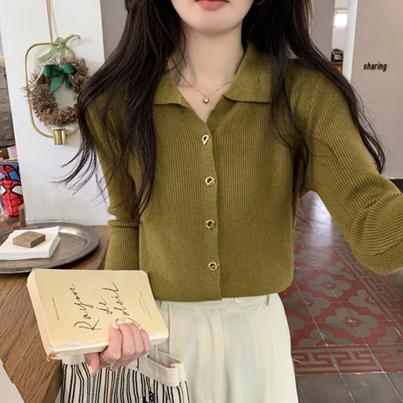 Damen Eleganter Strick-Pullover mit Knopfdetails und feinem Rippmuster Drune