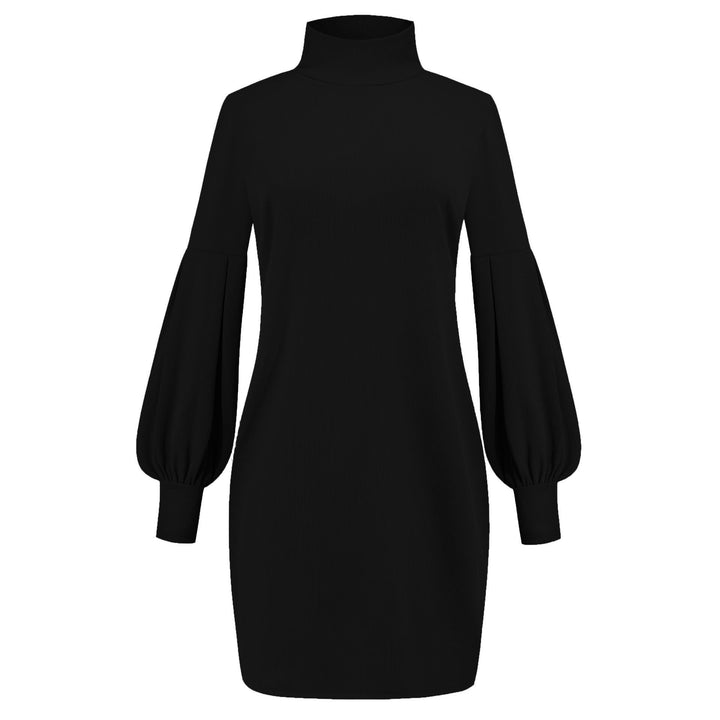 Damen Kleid mit hohem Kragen und voluminösen Ärmeln Drune