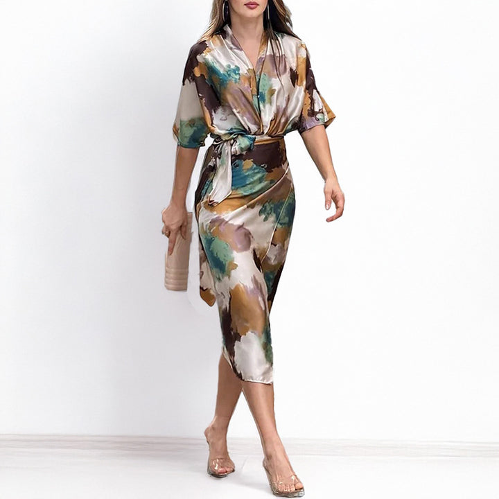 Damen Umstands-Kleid mit modischem Wickel-Design und elegantem Schnitt Drune