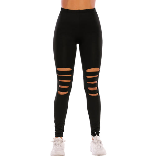 Damen Modische Leggings mit Cut-Outs im Leopardenmuster Drune