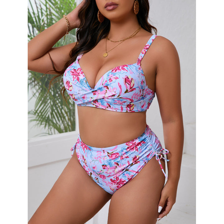 Damen Triangel-Bikini mit floralem Wickeldesign und verstellbaren Trägern Drune
