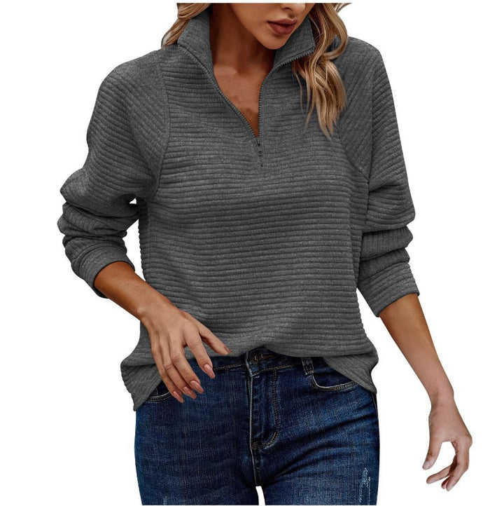 Damen Stepp-Pullover mit kurzem Reißverschluss und lässigem Schnitt Drune